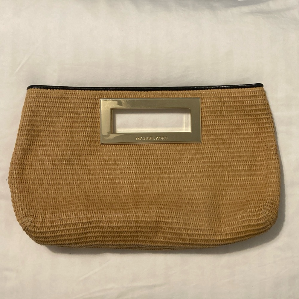 Michael Kors Woven Clutch with Gold Handle